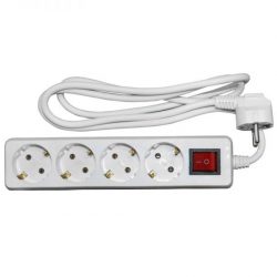 Πολυπριζο Με Καλωδ.+διακοπτη 3x1mm 1.5μ Καλ.4 Σουκο Λευκο