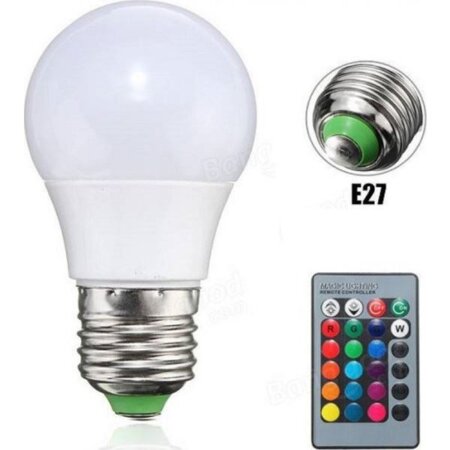 Led Λάμπα RGB με Τηλεχειριστήριο, Εναλλαγή 16 Χρωμάτων & Λευκό Φως